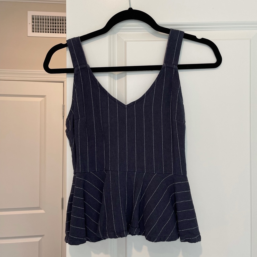Moon River Navy Striped Tank